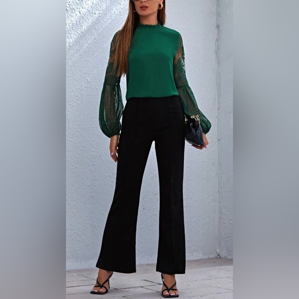 Classic long sleeve top, beautiful lace sleeves, “S”